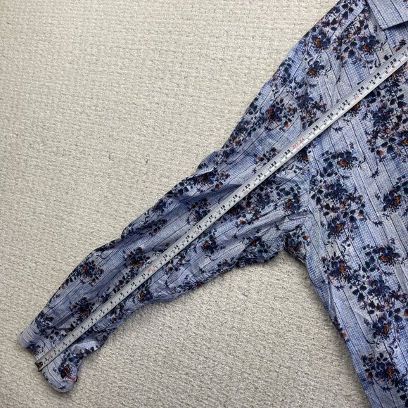 7 Downie St. Blue Floral AOP Long Sleeve Button-down Men’s Shirt Sz 7 Preppy - Picture 10 of 15